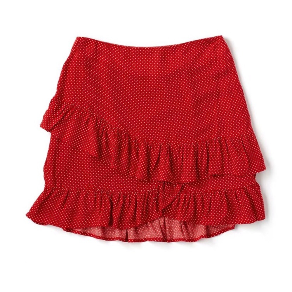 Red Polka Dot Ruffle Skirt by LOST + WANDER